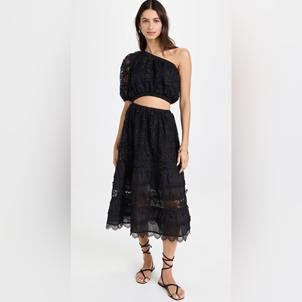 Waimari Jade black lace midi dress NWT XS